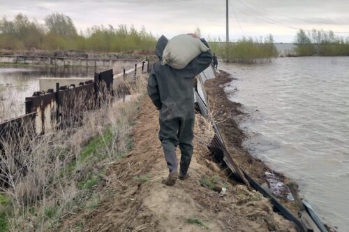 Паводок: в пригороде Павлодара укрепляют земляную насыпь