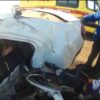 Под Экибастузом легковушка снесла фонарный столб: пассажира зажало на заднем сидении