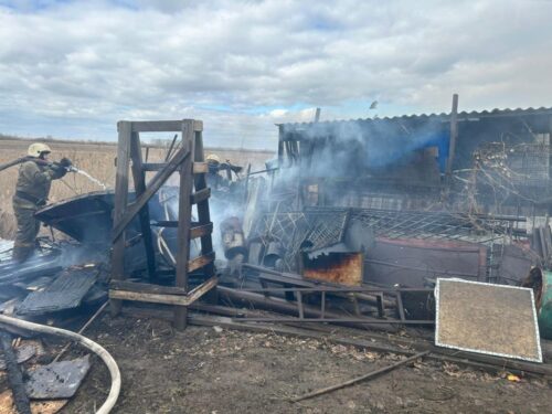 В павлодарском садоводстве «Яблонька» загорелась сухая трава