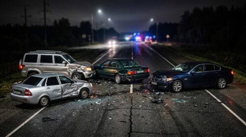 Мужчина погиб при столкновении четырех автомобилей на трассе Павлодар-Кенжеколь