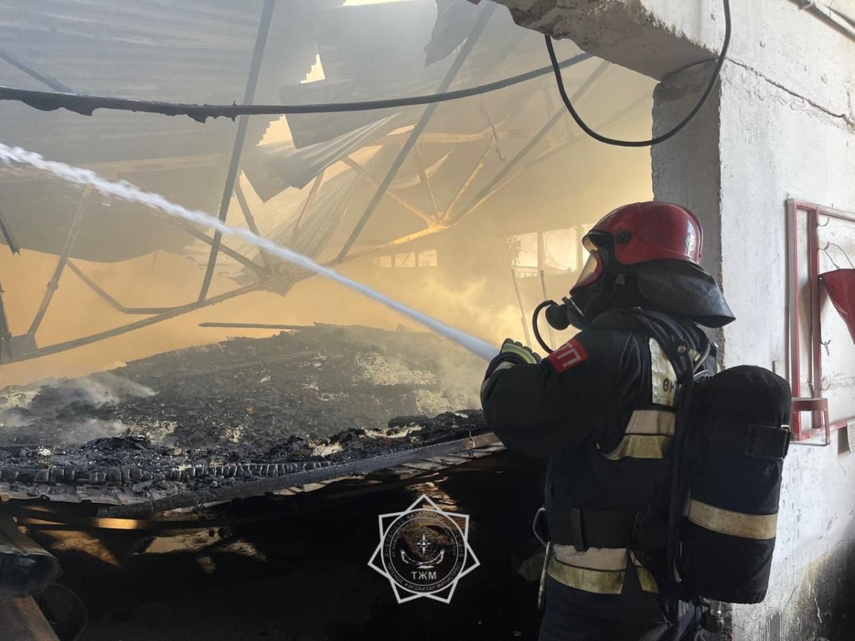 В Павлодаре при пожаре обрушилась кровля цеха по производству пластмассы