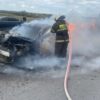 На трассе Экибастуз-Павлодар после ДТП загорелся автомобиль